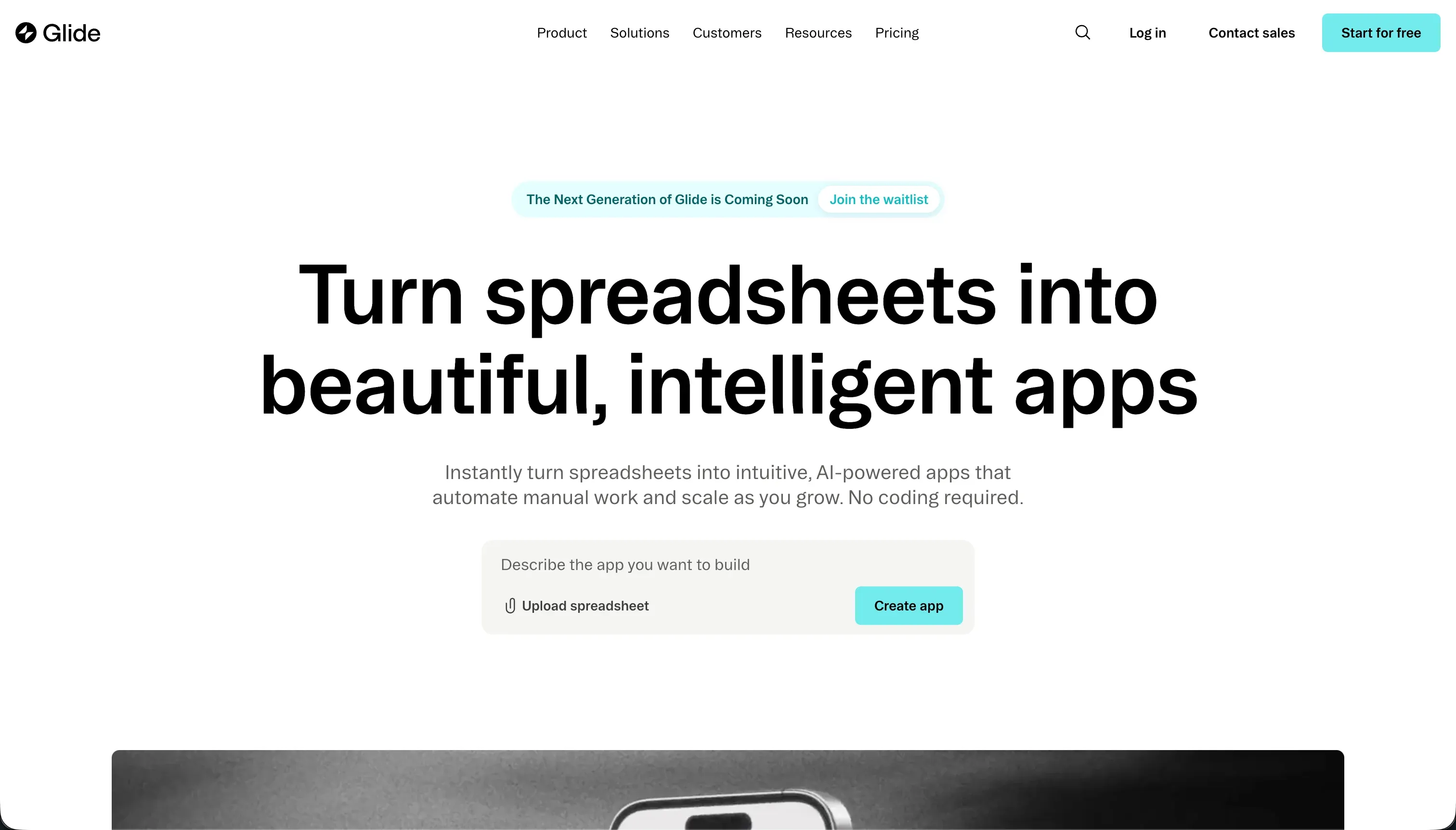 Glide homepage - build custom apps from spreadsheets and databases