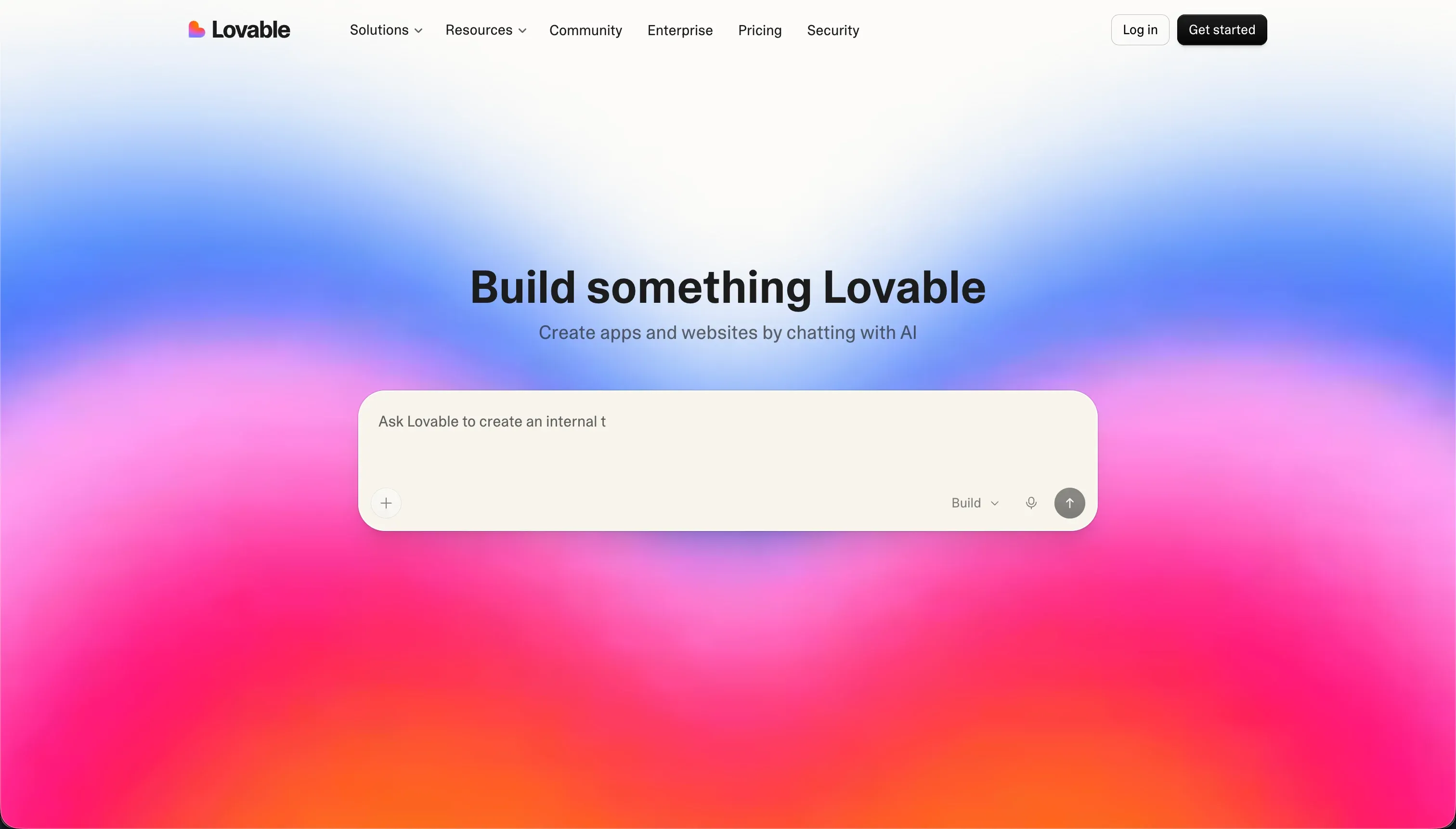 Lovable homepage — AI full-stack app builder generating React and Supabase apps